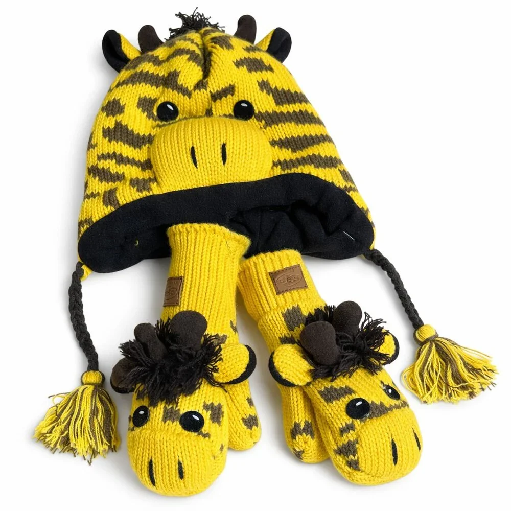 Kyber Outwear Wool Knitted Hat/Gloves Set -Fleece Lined for Kids, 7+ Designs